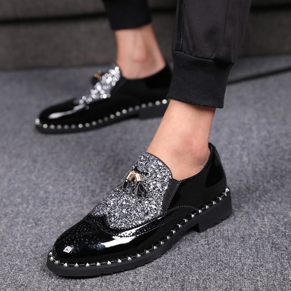 men\'s casual nightclub banquet wear patent leather main image 4